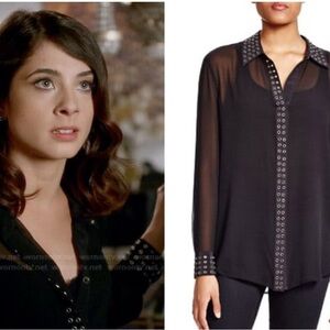 WornOnTV: Alexis black Equipment
Reese Grommet Details Silk sheer small